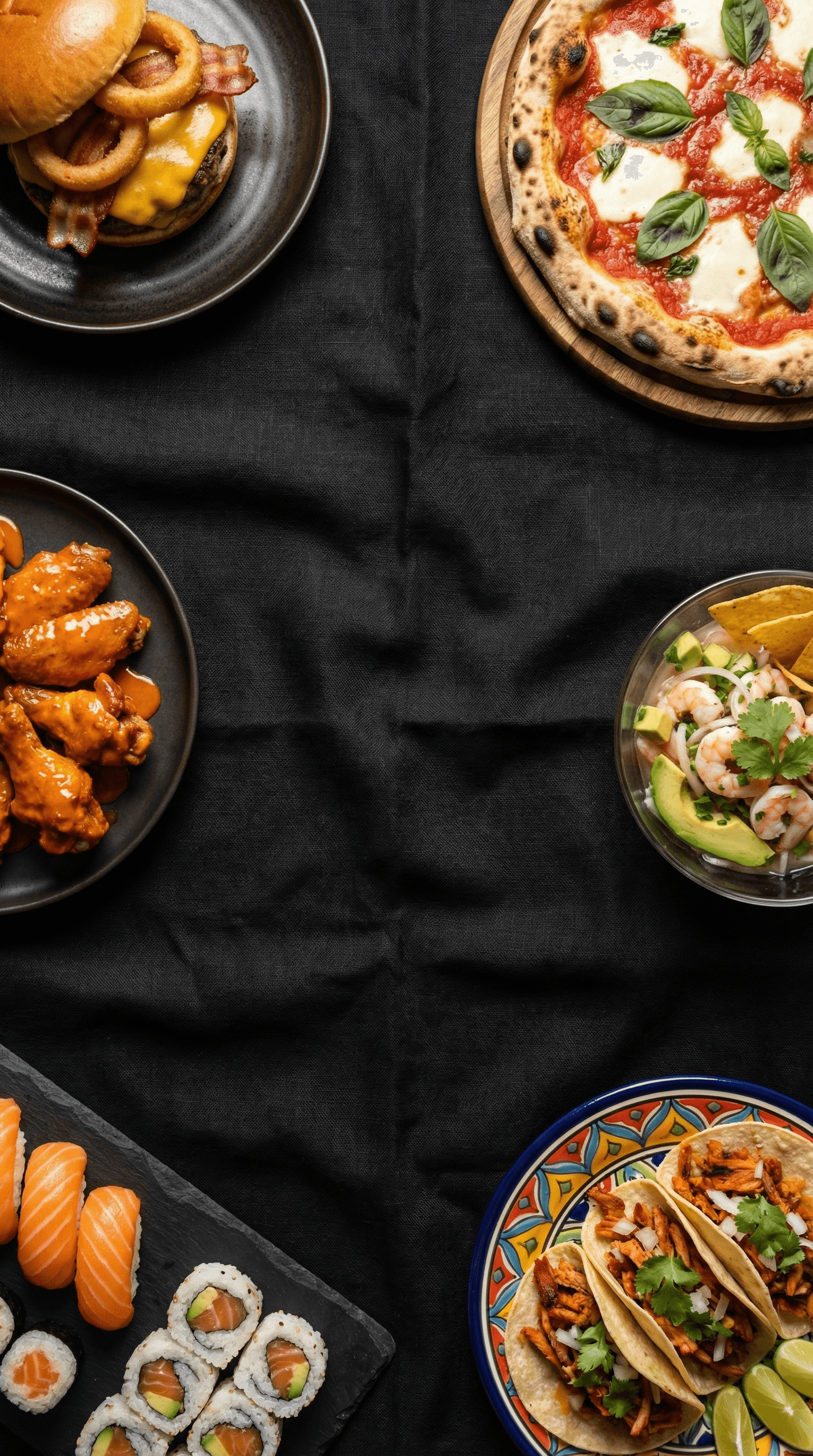 Platillos premium sobre mantel elegante